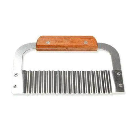Crinkle Cut French Fry Slicer With Stainless Steel Blade And Ergonomic Wooden Handle For Your Home Kitchen Must Have Easy To Clean Durable Tool
