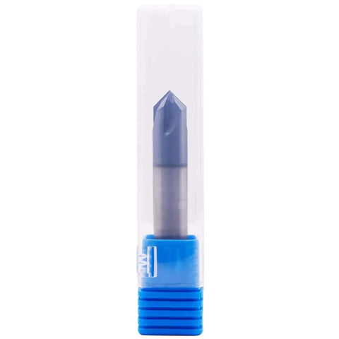Rugged Solid Carbide End Mill For Chamfering With AlTiN Coating, Double End, Four Flute, Ninety Degree Chamfer in packaging