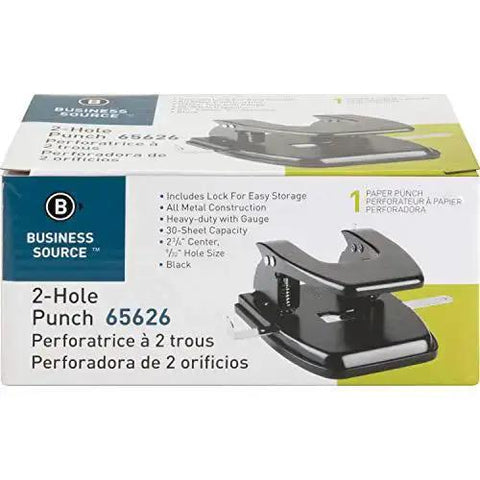 Packaging of Heavy Duty Hole Punch For Office Use, A Real Workhorse That Puts Down Up To 30 Sheets With Centering Guide, Black Small Model.