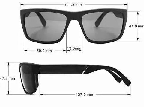 Vintage Rectangular Sunglasses For Men UV400 Protection, Classic Style Shades With 59mm Frame, front and side view