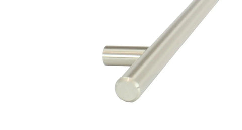 Close-up of 224mm Center To Center Stainless Steel Bar Cabinet Pull With Sleek Brushed Finish Classic Contemporary Look For Modern Kitchens And Cabinets Complements Stainless Appliances And Fixtures Installs In Minutes With Included Hardware Two 1 Inch Screws.