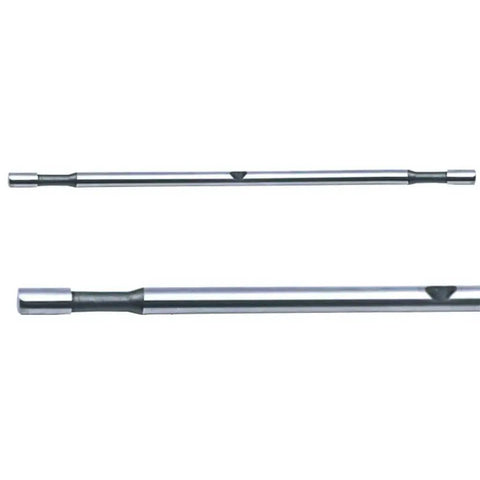 Metal Cutting Double Head Sheet Nibbler Cutter Drill Attachment for precision measuring in stainless steel rod form, close-up view.