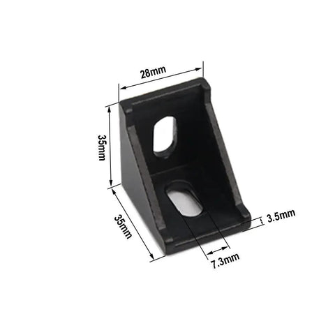 Black 3030 Right Angle Corner Brackets Kit With M6 Screws And T Nuts For 3030 Aluminum Extrusion, showing measurements.