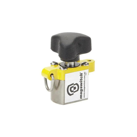 Front view of 60 Lb Magnetic Jig Keychain Clamp for Woodworking and Welding Portable Base Holder with On Off Cap.