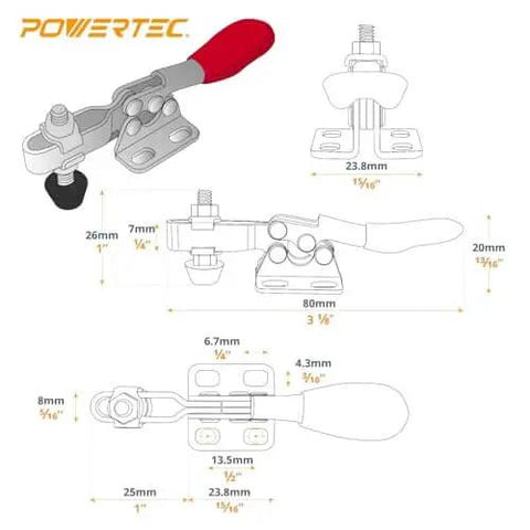 Diagram of 8 Pack Small Toggle Clamps With 60 Lbs Holding, Quick Release Horizontal Adjustable Clamps For Woodworking Jigs And Fixtures.