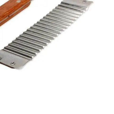 Crinkle Cut French Fry Slicer With Stainless Steel Blade And Ergonomic Wooden Handle For Your Home Kitchen Must Have Easy To Clean Durable Tool