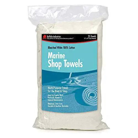 14 Inch Square Marine Shop Towels Pack Of 25 Grime Busting Ultra Absorbent 100 Percent Cotton Rags For Engine Work And Oil Grease Cleanup Bleached White Durable And Machine Washable For Hull Cleaning