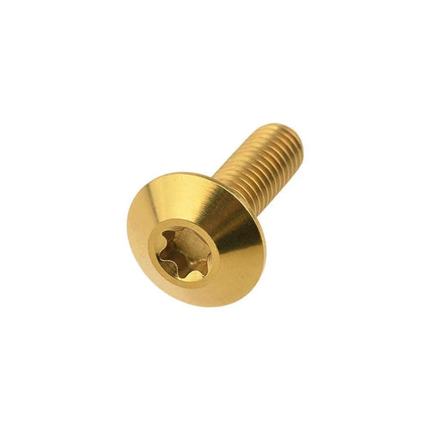 Dope Titanium M6x20mm Button Torx Head Bolts Pack Of 4 For Bike And Motorcycle Grade 5 6AL4V Titanium Alloy Gold Finish