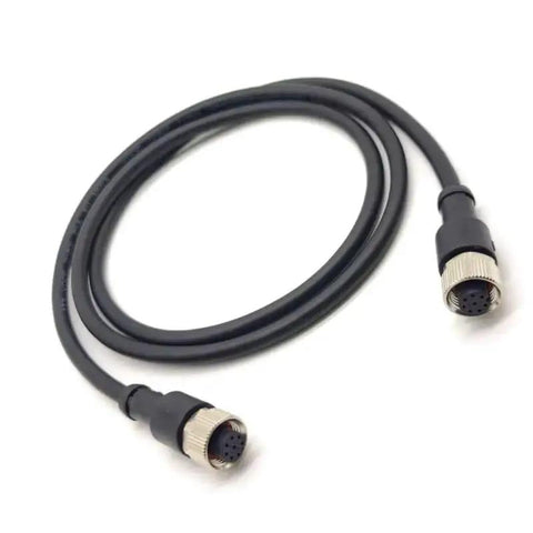 M12 8 Pin Double Female Connector Cable A Code Straight Circular Molded Cable IP67 Waterproof Unshielded PVC 30V 2A AC DC 1 Meter
