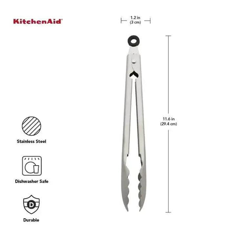 Product image of Stainless Steel Utility Tongs 12 Inch With Locking Mechanism For Easy Grab And Go Storage In Drawer Or Crock.