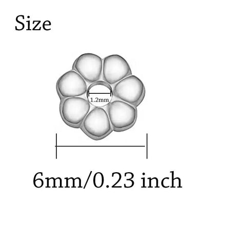 Silver Flower Shape Septal Beads 1200Pcs Daisy Spacers CCB Spacer Beads For Bracelet Necklace Earring Jewelry Making Tibetan Style Size Diagram