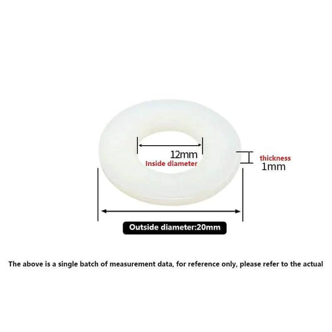 Diagram of Non Conductive Nylon Flat Washer Inner Diameter 1/2 Inch Outer Diameter 25/32 Inch showing dimensions and thickness.