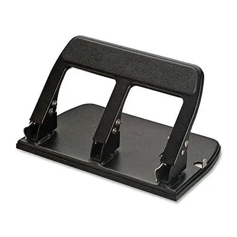 Heavy Duty Three Hole Punch With Padded Handle For Easy 40 Sheet Capacity Metal Construction Adjustable Paper Guide