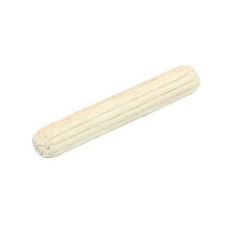 Close-up of a single dowel from 120 Piece Wooden Dowel Pins Set 5x30mm Fluted Dowels With Beveled Ends for woodworking and projects.