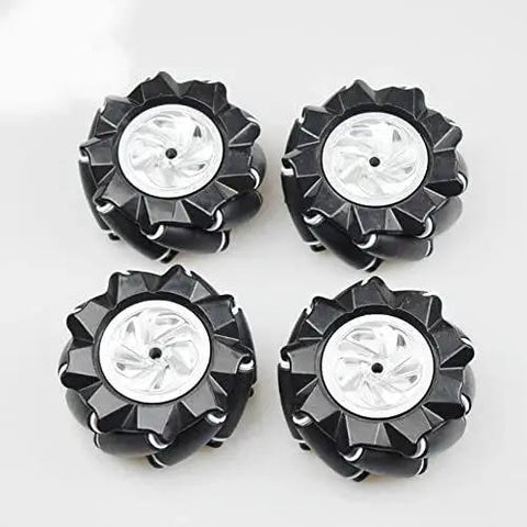 Four 80mm black mecanum wheels for Omnidirectional 80mm Mecanum Wheel Robot Chassis MC200 4WD Kit For Arduino Raspberry Pi.