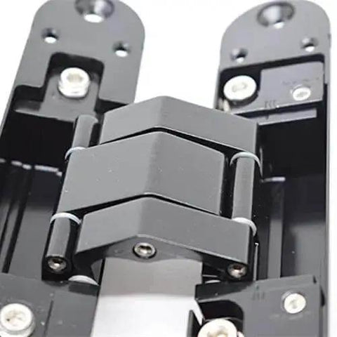 Close-up of a premium zinc alloy hidden three dimensional adjustable door hinge for cabinets showcasing ultra-durable finish