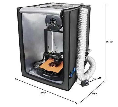 Printer Enclosure With Ventilation Filter And Speed Control 12V Fan 5000RPM for Resin 3D Printing in stainless steel frame.