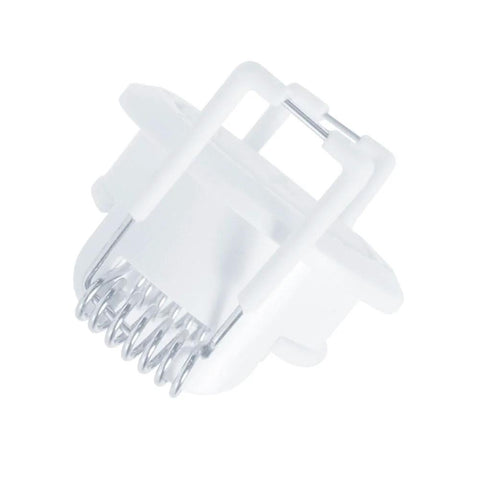 White mini spring-lock cable pass-through port with 1.5 in outer diameter and 1 in inner diameter