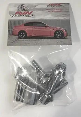 12x1.75 Ball Seat Tuner Lug Bolts With Wheel Security Locks Chrome Heat Treated 24mm Shank 17mm Hex Socket Key Adapter Included