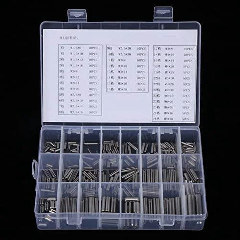 Pro Grade Stainless Steel Roll Pin Kit, 280 Pieces, M1.5 to M8 Slotted Spring Pins in Durable Box for Automotive Repairs