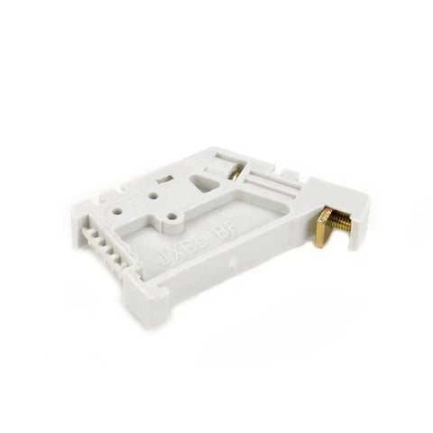 50 Pack EW 35mm DIN Rail Terminal Block End Stopper Mounting Clips, white metal and plastic, 3mm screw thread, side view
