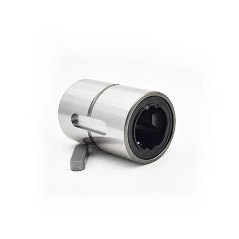Ball Spline Nut LBS 15 LBS15UU for precision linear motion, shown at an angle, highlighting compact design and sturdy construction.