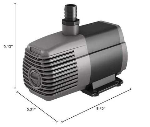 Hydrofarm AAPW1000 submersible water pump, 1000 GPH, gray and black, for indoor/outdoor hydroponics and ponds