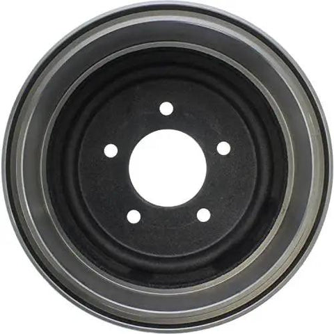 Centric C-Tek rear brake drum, cast iron, black with silver outer edge, front view