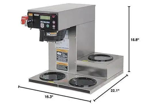 Dual Voltage Commercial 12 Cup Coffee Maker With Back To Back Brews Three Warmers Large 200 Oz Tank Programmable Brew Level Grey Finish