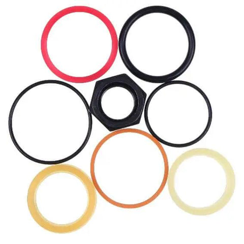 Heavy Duty Cylinder Seal Kit 7135558 6803325 Compatible With Bobcat Loaders 753 763 773 7753 And Excavators 220 320 322 323 Rod One And A Half Inch Bore Two And A Quarter Inch Seals For Reliable Hydraulic Performance showing various seals in different colors