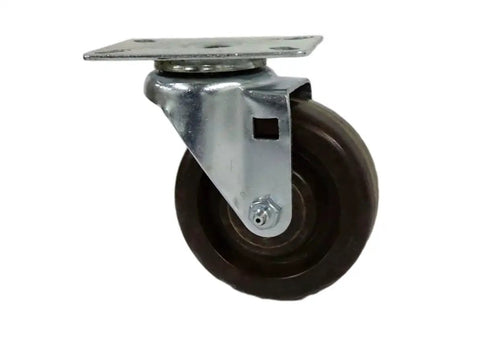 Beefy Heavy Duty High Temperature Bakery Oven Rack Casters Set With Four Inch Wheels And One And Three Eighths Inch Mounting Plate