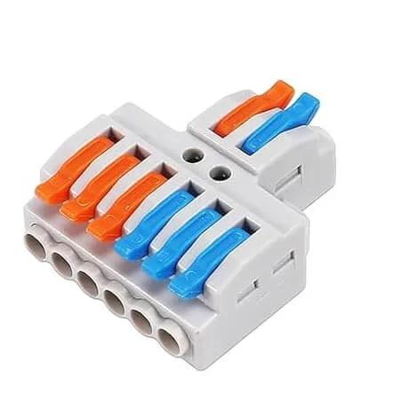 10 Pack Lever Wire Connectors 2 In 6 Out Quick Wiring Cable Connectors for splicing wires push in conductor terminal block