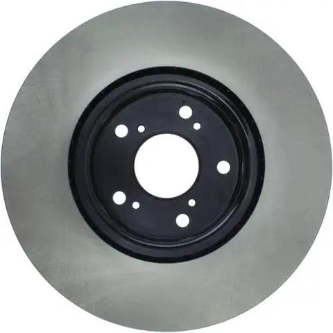 Front view of Amazon Centric Premium High Carbon automotive front disc brake rotor with black hub