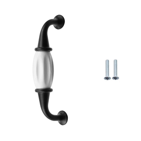 Black And White Ceramic Dresser Drawer Pulls 10 Pack Cabinet Hardware 4.48 Inch Length 114mm Overall With 3.78 Inch Hole Center 96mm Antique Style Handles