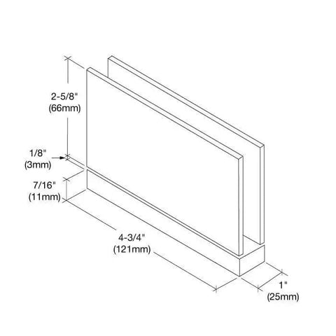 Technical diagram of Oil Rubbed Bronze Senior Cardiff Glass Door Hinge for half inch thick glass, showing detailed measurements.