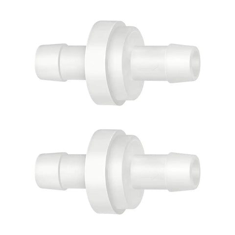 Quickun inline check valve, 1/4 in hose ID, white plastic, pack of 2
