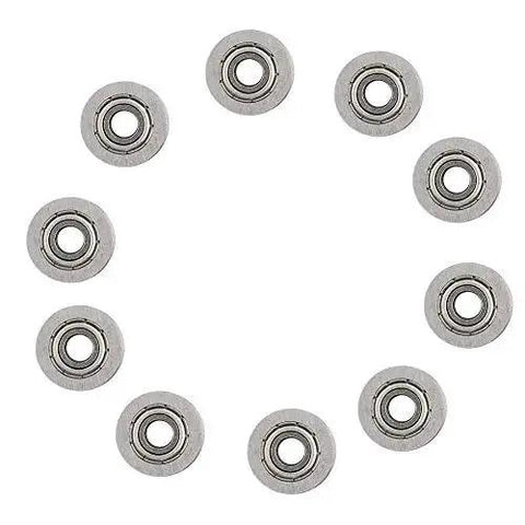 10Pcs U624ZZ U Ball Bearings Double Shielded Carbon Steel arranged in circular pattern for rail track linear motion