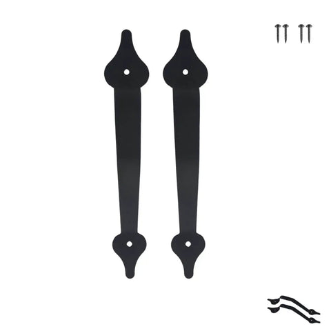 2 Pack 11 Inch Heavy Duty Steel Barn Door Handle With Unstoppable Grip For Gates Sheds And Cabinets Matte Black Pull Powerhouse Design Includes Screws For Easy Assembly, showing two matte black handles and screws on white background.