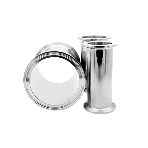 Beduan sanitary tri-clamp stainless steel tube spool set, three pieces, 8-inch length with 2-inch (64mm) ferrule flange