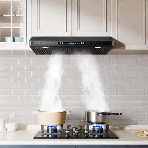 36 Inch Under Cabinet Range Hood With 900 CFM Dual Motors Black Kitchen Vent Hood for Real Heavy Duty Cooking over stove top