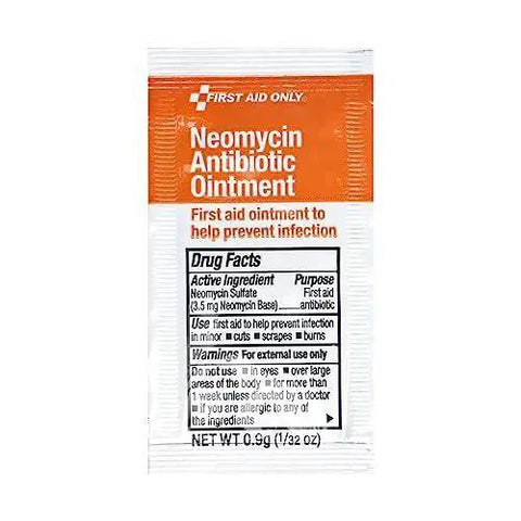 Neomycin antibiotic ointment packet from OSHA Compliant All Purpose First Aid Kit For 100 People Perfect For Worksite Office Home And Car