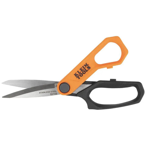 Heavy Duty Multipurpose Utility Scissors For Fabric Cardboard Plastic And Metal With Stainless Steel Blades 9 Inch Ergonomic Cushioned Grips And Adjustable Pivot Klein Tools