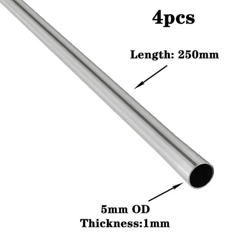 Stainless Steel Tubing 5mm OD 3mm ID 250mm Length 1mm Wall Weldable Round Pipe Pack Of 4 JoyTube 304 Stainless Steel