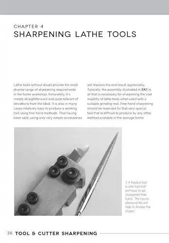 Page from 'Sharpen Your Tools At Home A Practical How To Guide For Tool And Cutter Sharpening For Home Machinists' showing lathe tool setup