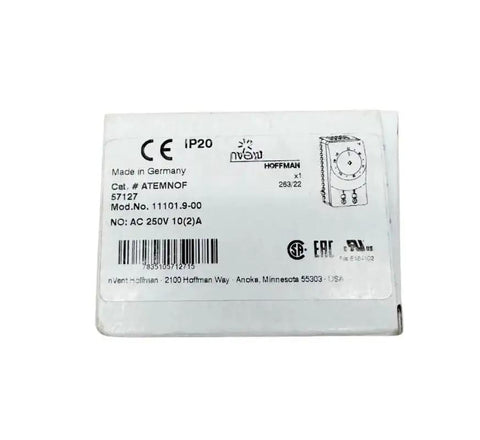 Compact Enclosure Thermostat Switch 57127 DIN rail mount box showing specifications