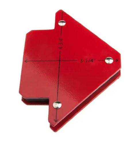 Small Magnetic Welding Jig With Center Hole Red That Lifts Up To 25 Pounds, Includes 45 Degree, 90 Degree And 135 Degree Angles