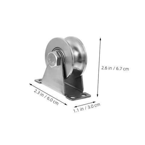 Stainless Steel Sliding Door Rollers Set For Heavy Duty U Groove Tracks With Double Bearings, side view with dimensions