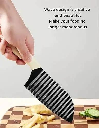 11.4 Inch Crinkle Cutter Knife For Veggies And Potatoes With Rust Resistant Stainless Steel Blade And Ergonomic Rubber Handle