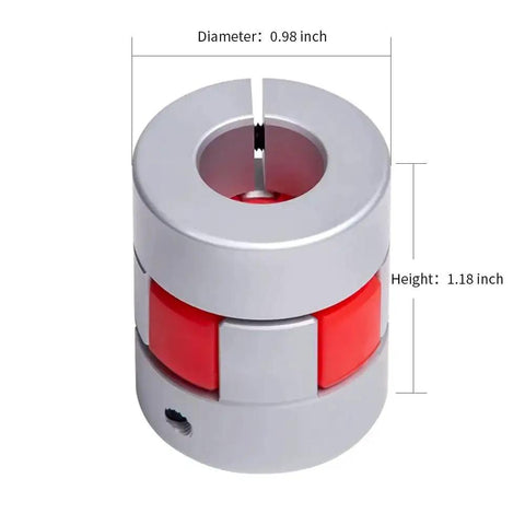 Beefy Durable Aluminum Flexible Shaft Coupling D25 L30, fits 5-8mm shafts, for CNC machines, 3D printers, and servo motors, side view.