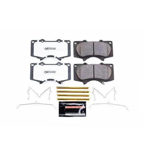 PowerStop Z36 carbon-ceramic front brake pads kit with hardware for Lexus GX460 and Toyota 4Runner; includes 4 pads and installation hardware